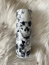 Load image into Gallery viewer, Black and white skull tumbler
