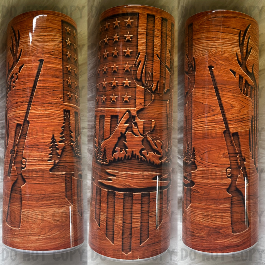 Hunting / Flag / Wooden tumbler