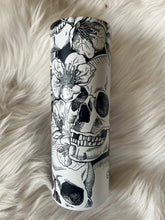 Load image into Gallery viewer, Black and white skull tumbler
