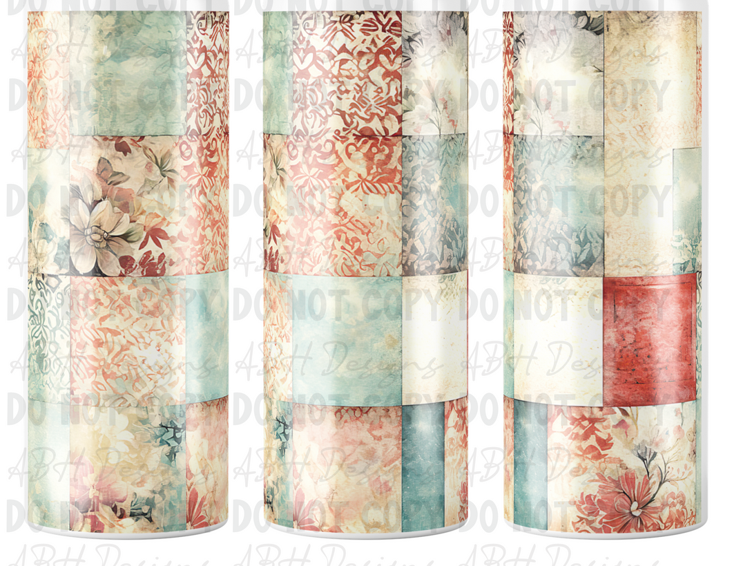 Quilt floral tumbler